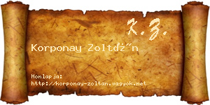 Korponay Zoltán névjegykártya